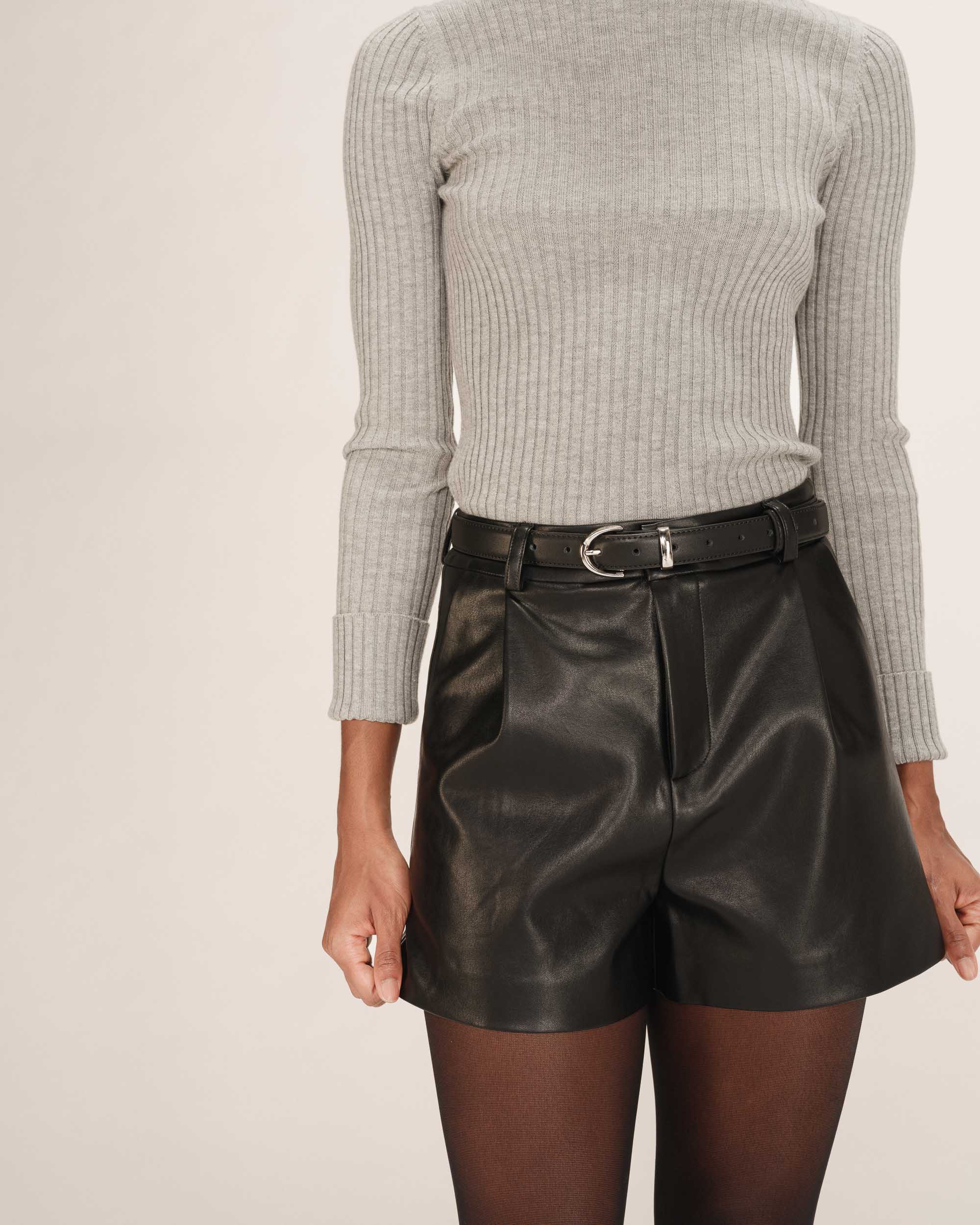 Short simili cuir noir Travis