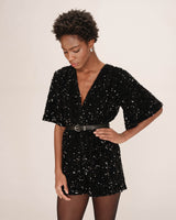 Sequin playsuit black Thalassa