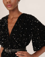 Sequin playsuit black Thalassa