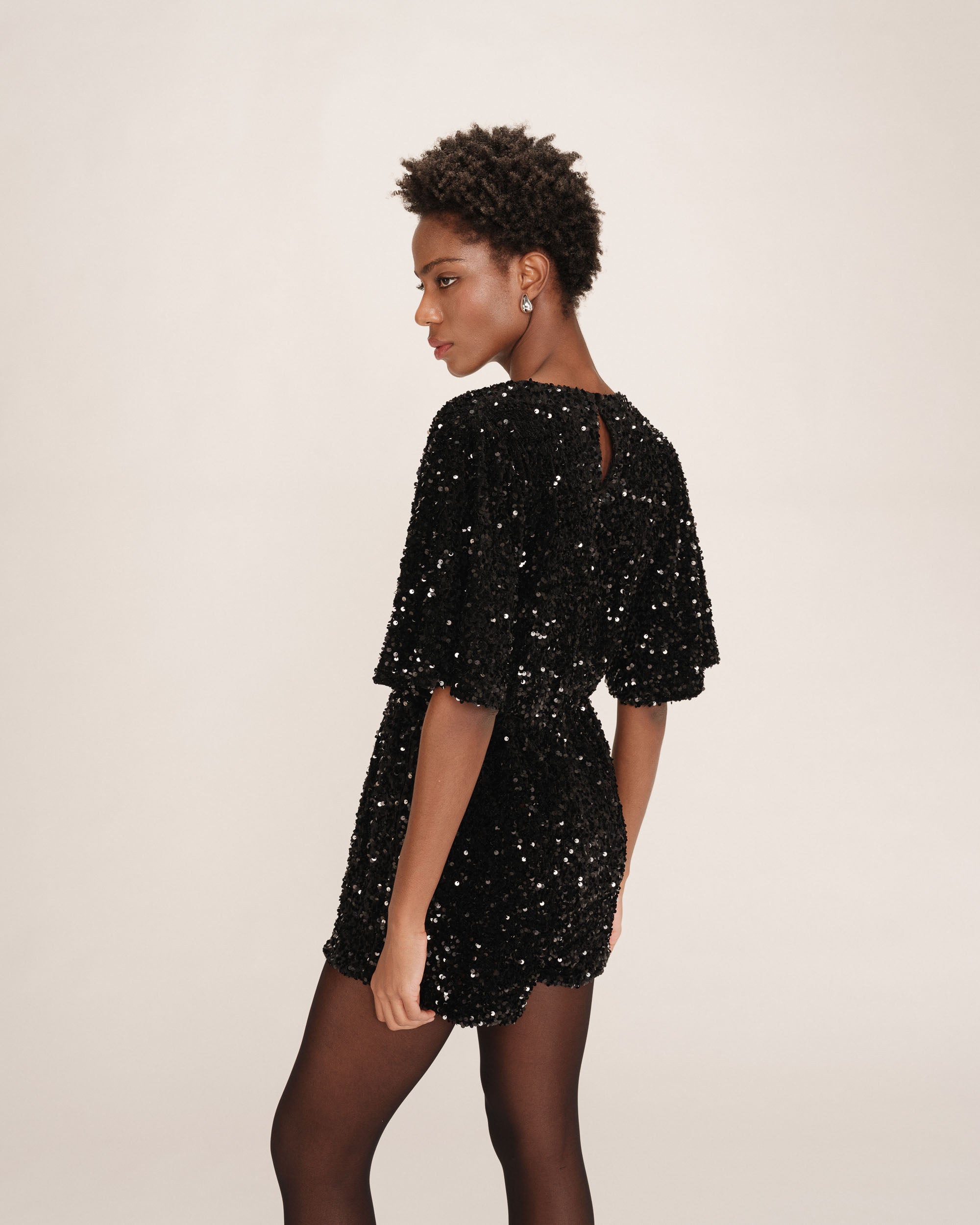 Sequin playsuit black Thalassa