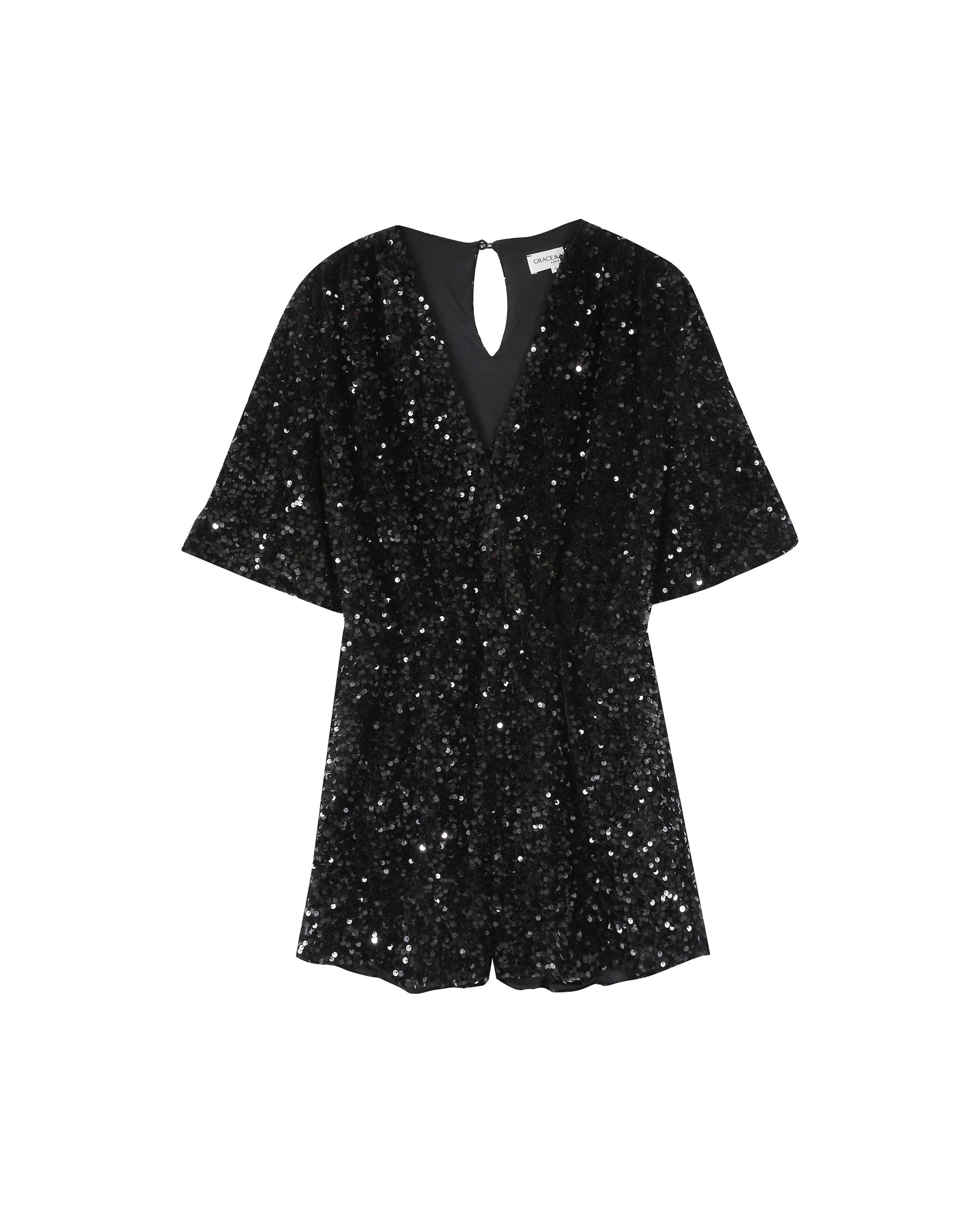 Sequin playsuit black Thalassa