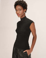 Top en lurex col montant noir Talisman