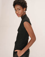 Top en lurex col montant noir Talisman