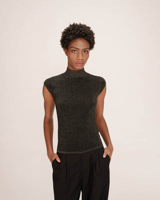 Top en lurex col montant or Talisman