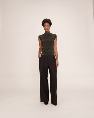 Top en lurex col montant or Talisman