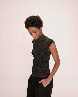 Top en lurex col montant or Talisman