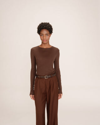 Top transparent en jersey chocolat Toni