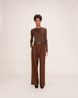 Top transparent en jersey chocolat Toni