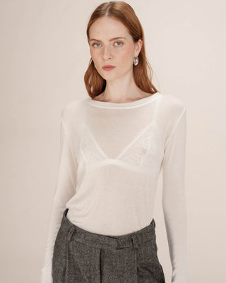 Top transparent en jersey ivoire Toni