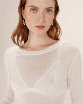 Top transparent en jersey ivoire Toni