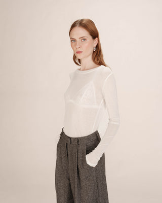 Top transparent en jersey ivoire Toni