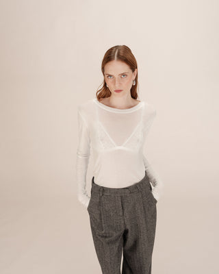 Top transparent en jersey ivoire Toni