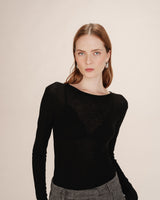 Top transparent en jersey noir Toni