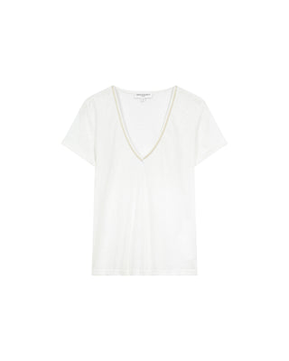 Top encolure en lurex ivoire Tim