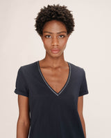 Top encolure en lurex marine Tim