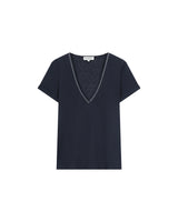 Top encolure en lurex marine Tim