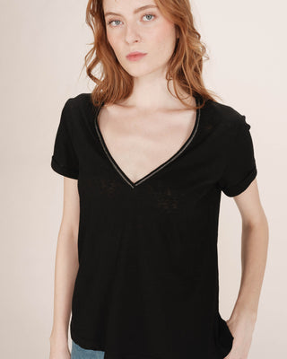 Top encolure en lurex noir Tim