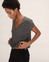 Top col v en lurex argent Tango