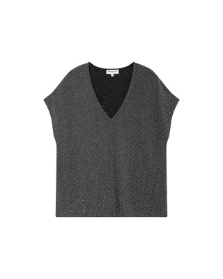 Top col v en lurex argent Tango