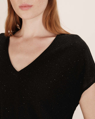 Top col v en lurex noir Tango