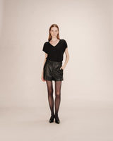 Top col v en lurex noir Tango