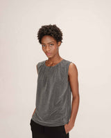 Top sans manches argent Texto