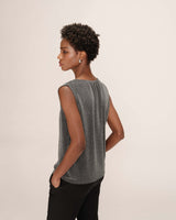 Top sans manches argent Texto