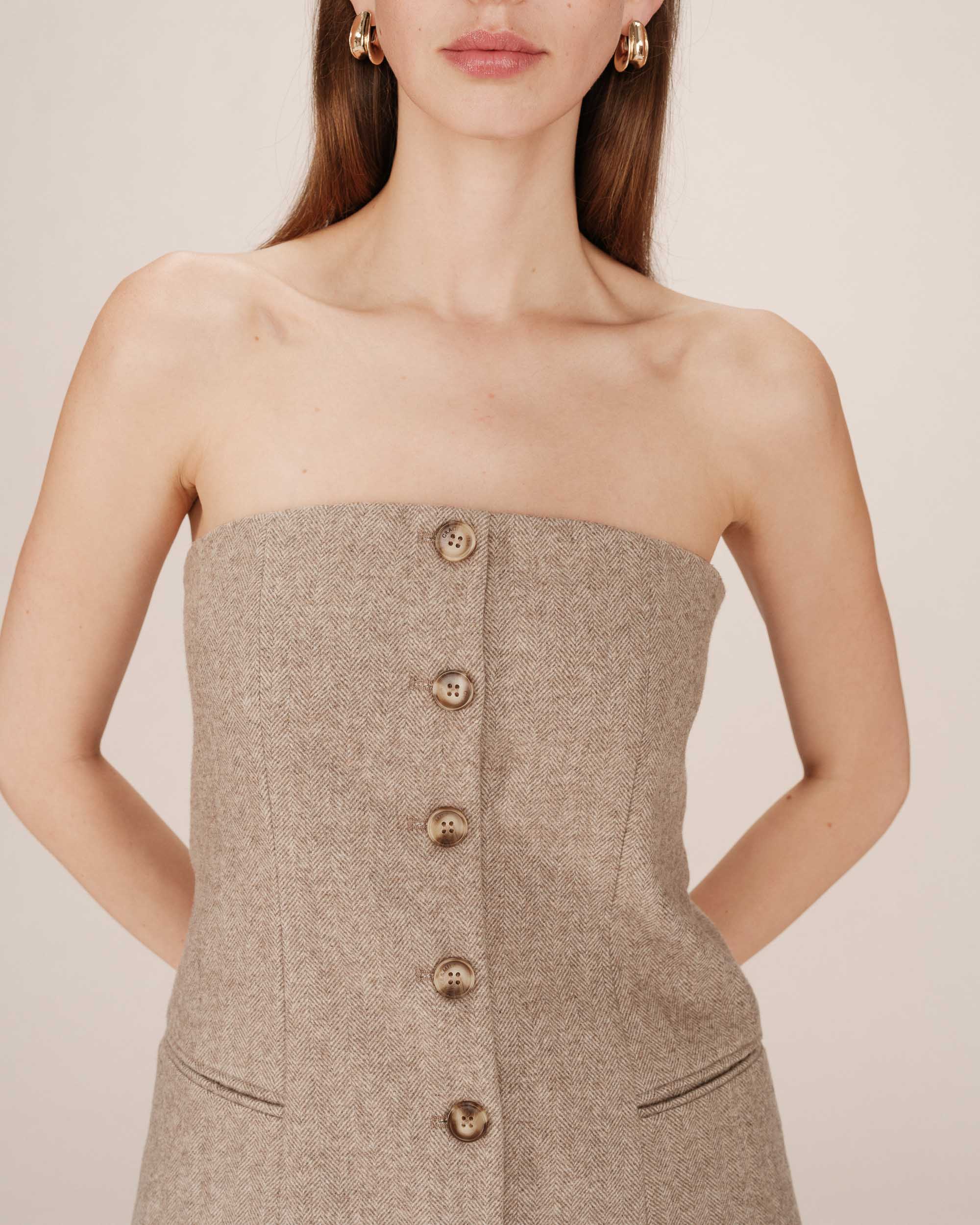 Top bustier en laine grege Tandem