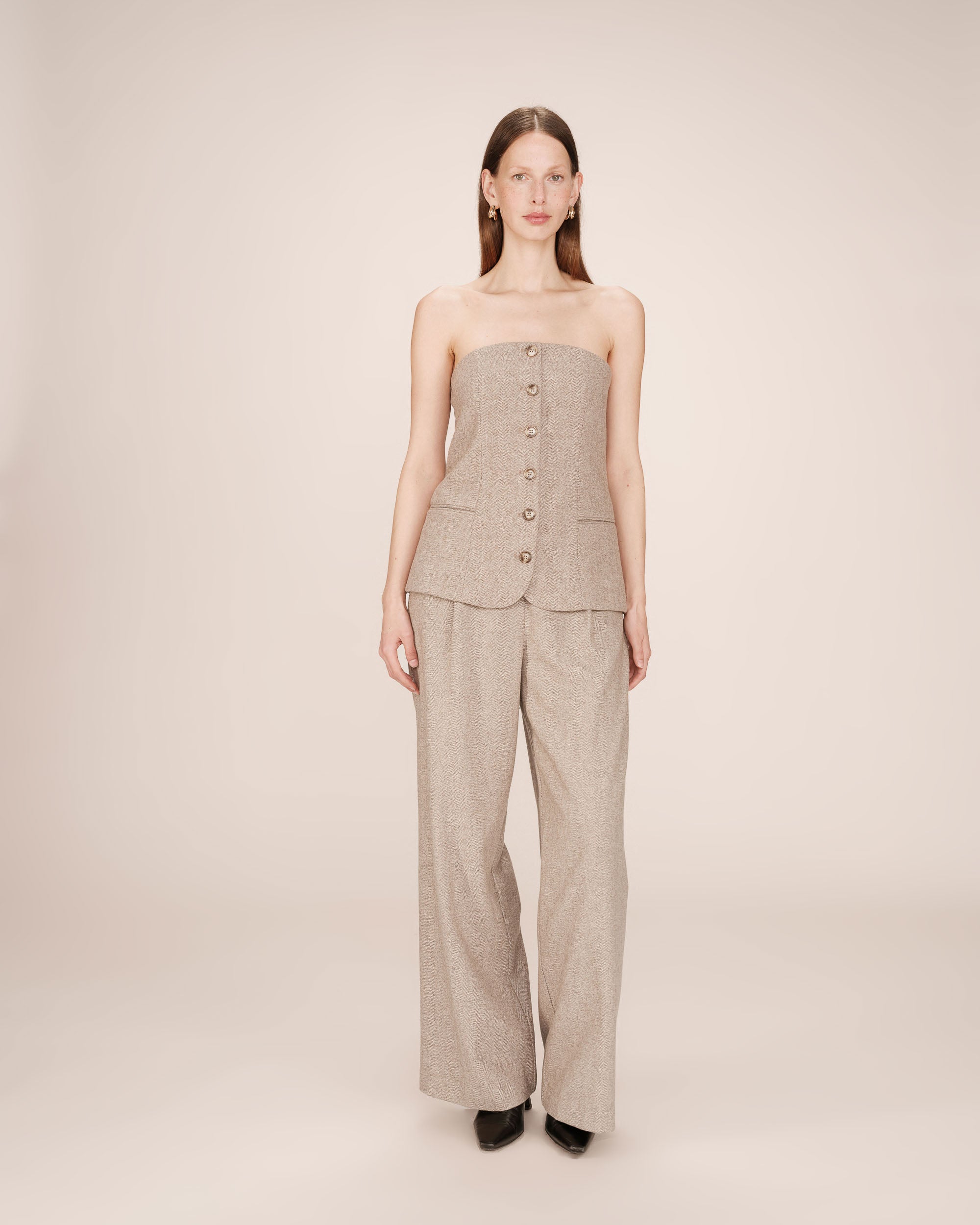 Top bustier en laine grege Tandem