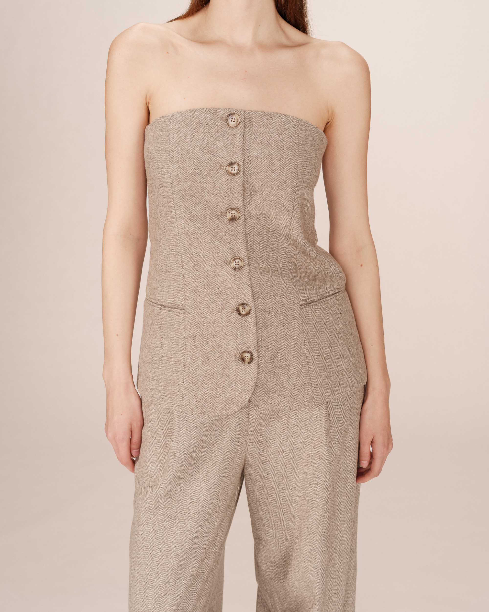 Top bustier en laine grege Tandem