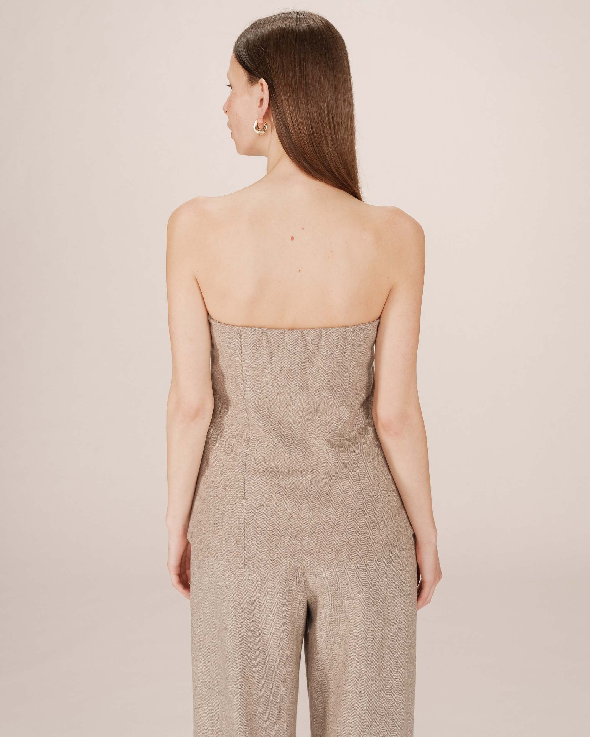 Top bustier en laine grege Tandem