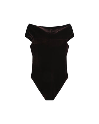 Body épaules dénudées chocolat Timeon