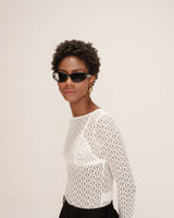 Body transparent en dentelle ecru Tanguy