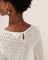 Body transparent en dentelle ecru Tanguy