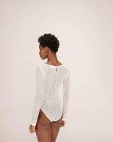 Body transparent en dentelle ecru Tanguy