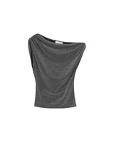 Top asymetrique en lurex argent Thao