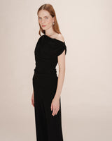 Top asymetrique en lurex noir Thao