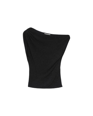 Top asymetrique en lurex noir Thao