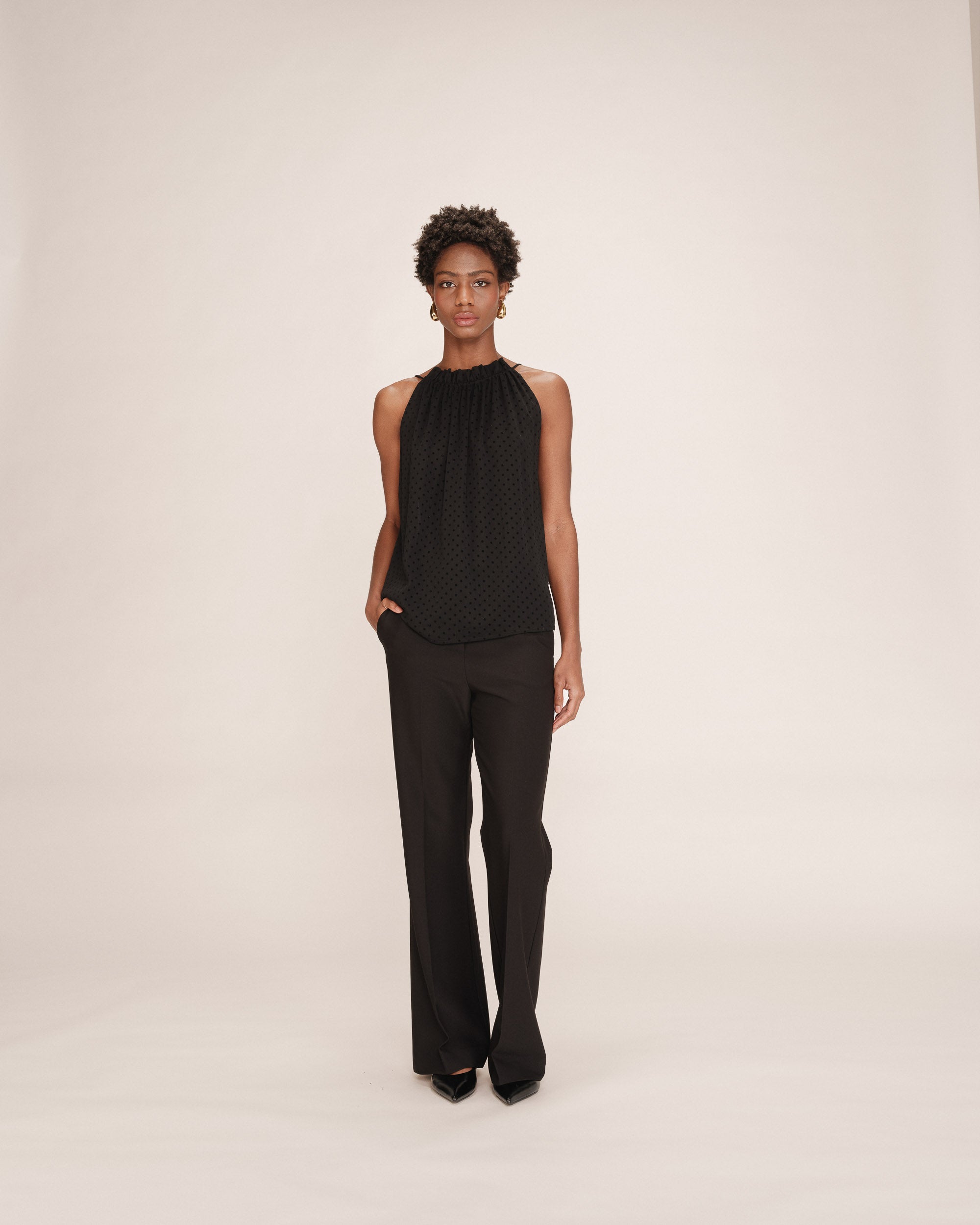 Top sans manches a pois noir Troy
