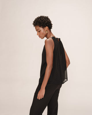 Top sans manches a pois noir Troy