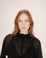 Sheer polka dot blouse black Tailly