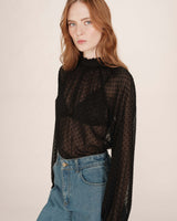 Sheer polka dot blouse black Tailly