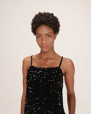 Top en velours sequins noir Twenty