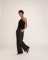 Top en velours sequins noir Twenty