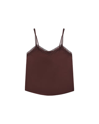 Caraco satin et dentelle chocolat Trefle