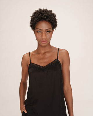 Caraco satin et dentelle noir Trefle