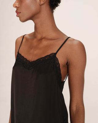 Caraco satin et dentelle noir Trefle
