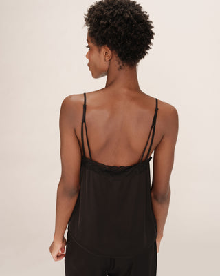 Caraco satin et dentelle noir Trefle