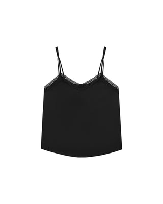 Caraco satin et dentelle noir Trefle