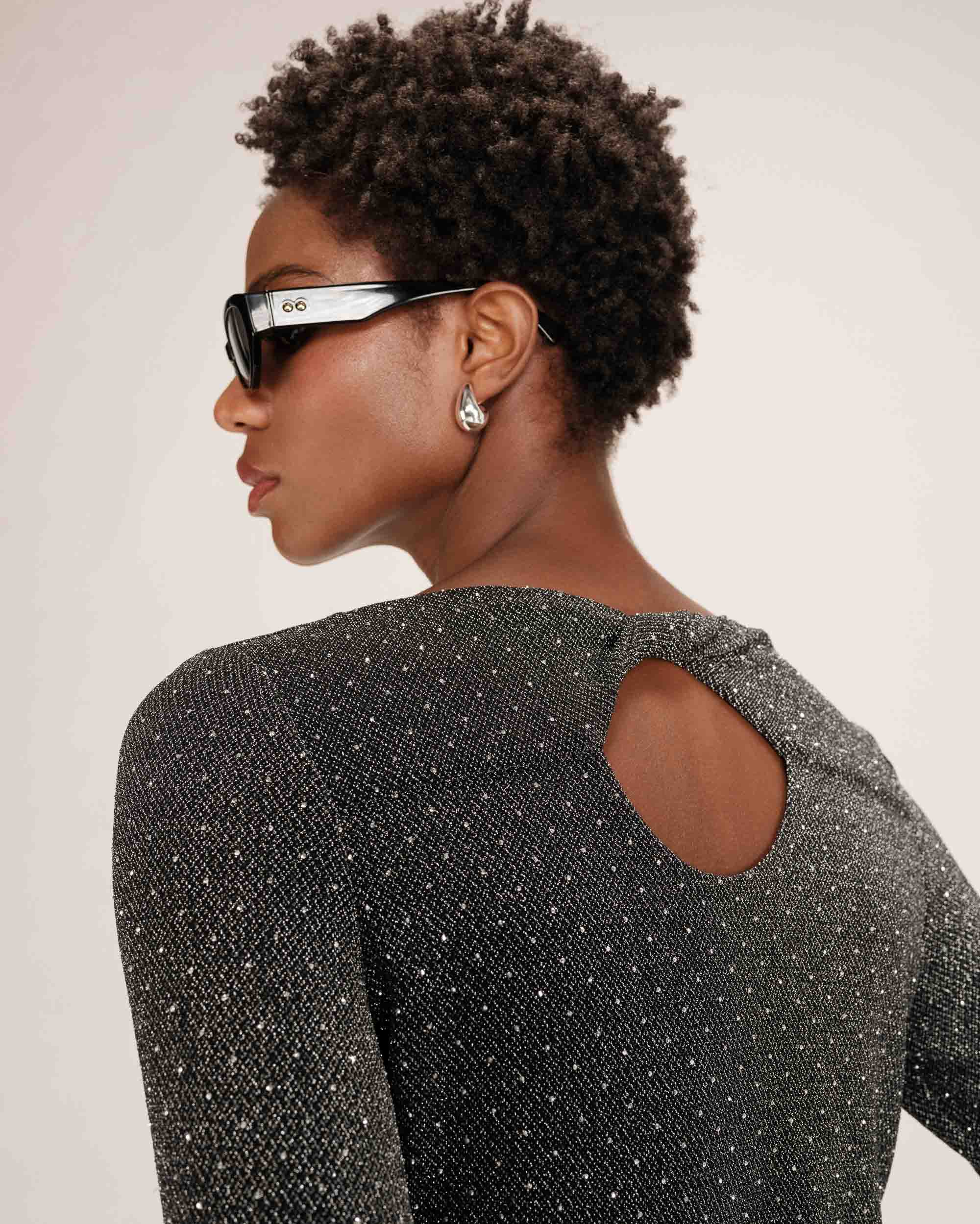 Top reversible en lurex argent Timothee